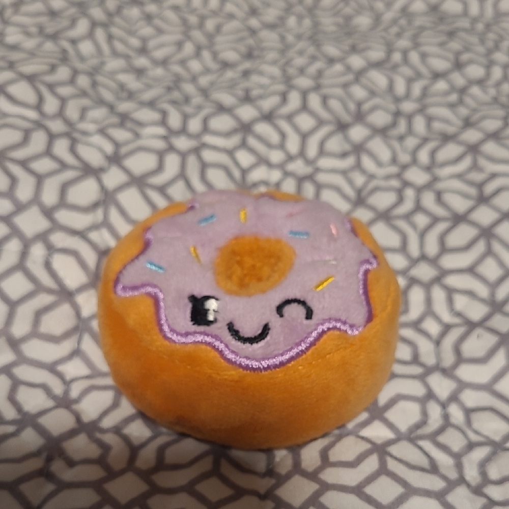 Smiling Donut Plush Toy - Purple and Tan